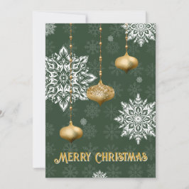 Cartão De Festividades Festive Snowflake and Ornament Christmas Card