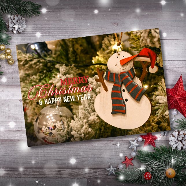 Cartão De Festividades Festive Snowman Ornament Merry Christmas (Snowman Ornament Christmas Joy Card)