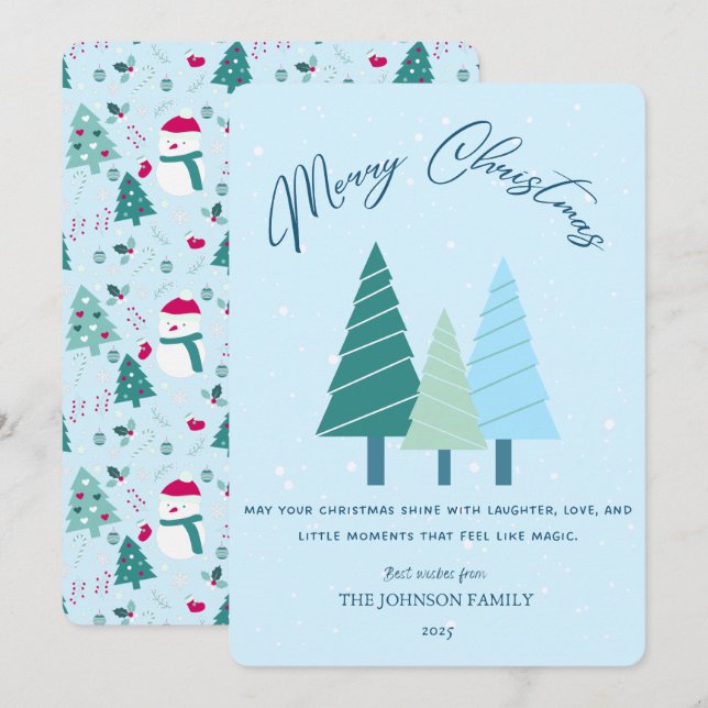 Cartão De Festividades Festive Trees and Heartwarming Holiday Message (Frente/Verso)