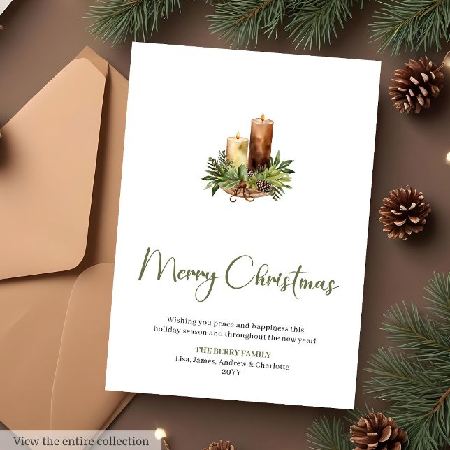 Cartão De Festividades Festive Watercolor Pine Wreath Christmas Greeting  (Festive Watercolor Pine Wreath Christmas Greeting Card

)