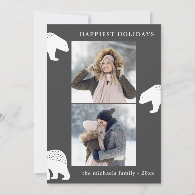 Cartão De Festividades Festivo Bears Duas Festas de Natal (Frente)