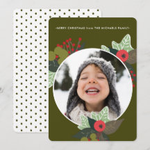 Festivo Círculo Botânico Verde Foto Natal