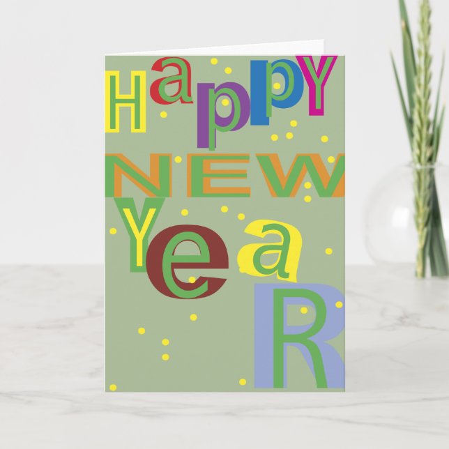 Cartão De Festividades Festivo Confetti Splash Ano Novo (Frente)