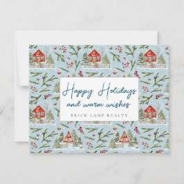 Cartão De Festividades Festivo Cozy Cabin Feliz Férias Realidade