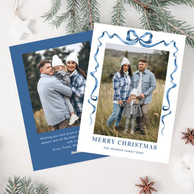 Cartão De Festividades Festivo Dusty Arco Azul Fita 2 Foto (Criador carregado)