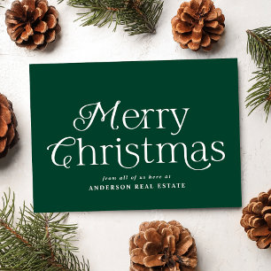 Cartão De Festividades Festivo Elegância Verde Feliz Natal Negócios