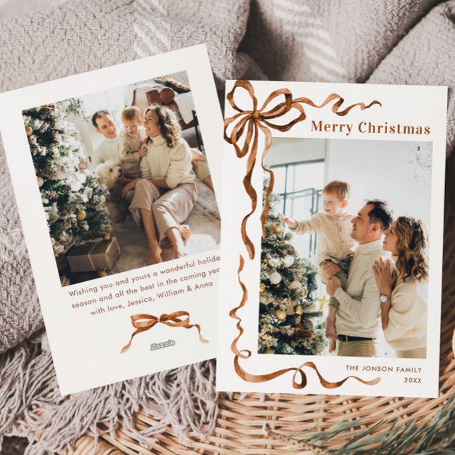 Cartão De Festividades Festivo Feliz Natal Arco Fita 2 Foto (Criador carregado)