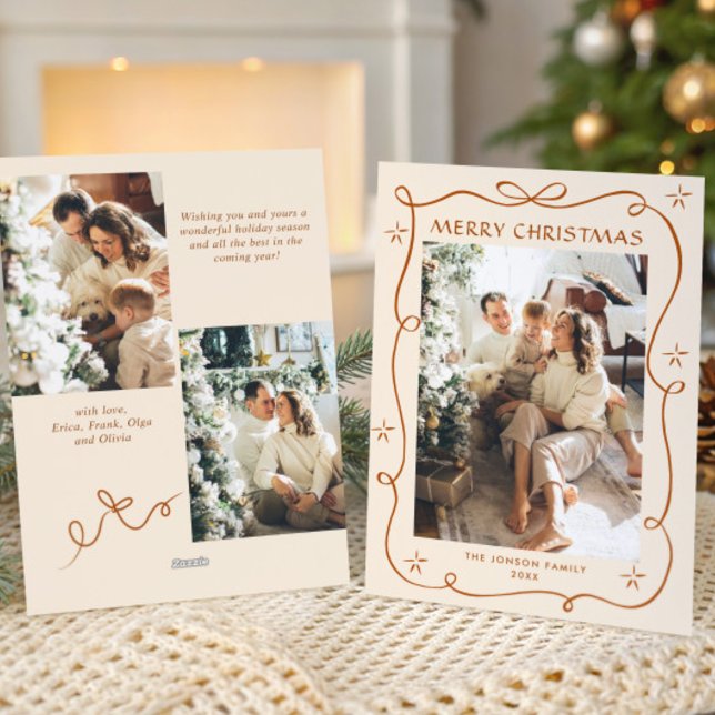 Cartão De Festividades Festivo Feliz Natal Arco Fita 3 Foto (Criador carregado)