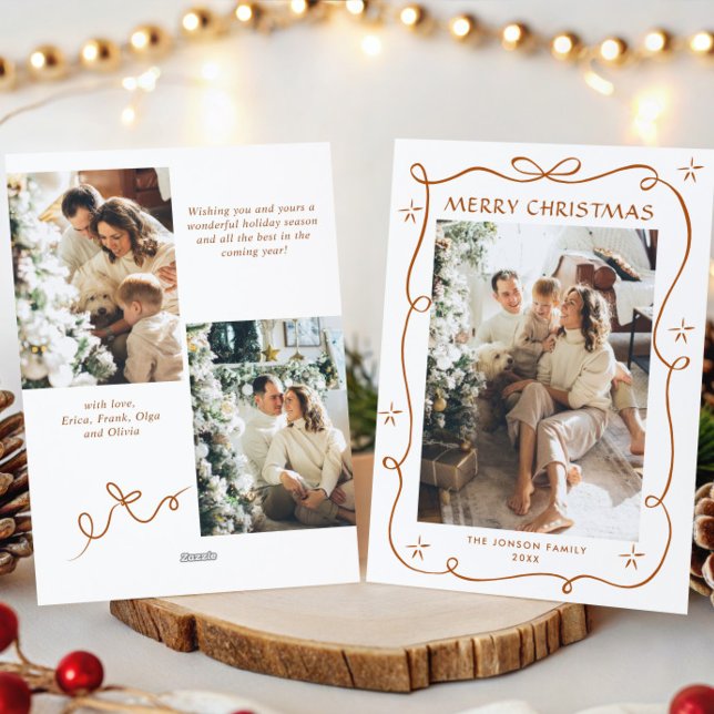 Cartão De Festividades Festivo Feliz Natal Arco Fita 3 Foto (Criador carregado)