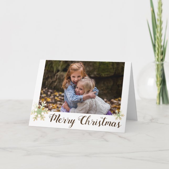 Cartão De Festividades Festivo Flocos de Neve Feliz Feriado de Natal Foto (Frente)