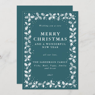 Cartão De Festividades Festivo Green Holly + Berry Border Flat Non-Photo