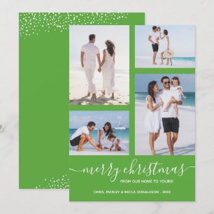 Cartão De Festividades Festivo Green Multi-Photo Christmas