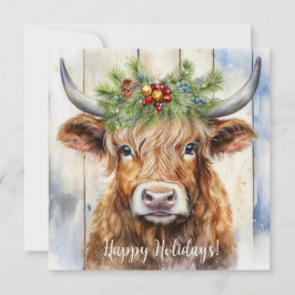 Cartão De Festividades Festivo Highland Cow Christmas