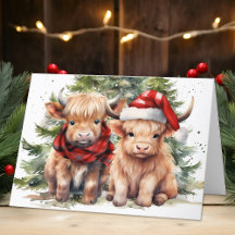Festivo Highland Fazenda de Vaca Animal Feliz Nata