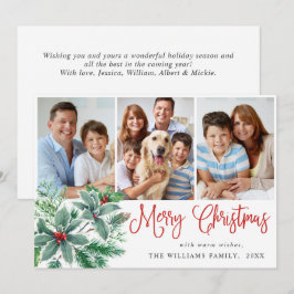 Cartão De Festividades Festivo Holly Berry 3 FOTO Saudação de Natal