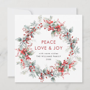 Cartão De Festividades Festivo Holly Berry Christmas Wreath Modern