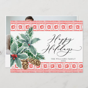 Cartão De Festividades Festivo Holly Berry FOTO Saudação de Natal