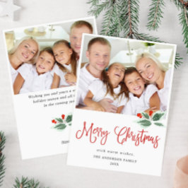 Cartão De Festividades Festivo Holly Berry Natal Saudação 2 FOTO