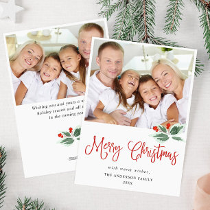 Cartão De Festividades Festivo Holly Berry Natal Saudação 2 FOTO