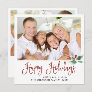 Cartão De Festividades Festivo Holly Berry Natal Saudação 2 FOTO Hol