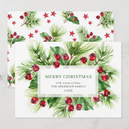 Cartão De Festividades Festivo Holly Berry Saudação de Natal