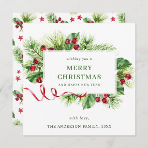 Cartão De Festividades Festivo Holly Berry Saudação de Natal