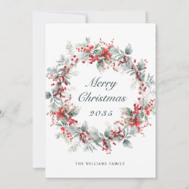 Cartão De Festividades Festivo Holly Berry Wreath de Natal