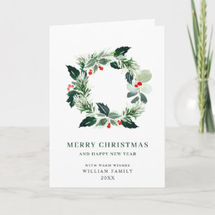 Cartão De Festividades Festivo Holly Berry Wreath Natal Saudação