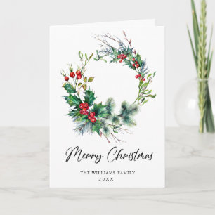 Cartão De Festividades Festivo Holly Berry Wreath Natal Saudação