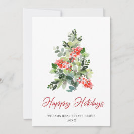 Cartão De Festividades Festivo Holly Christmas Tree Corporate Saudação