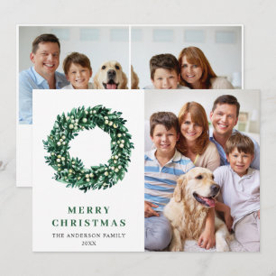 Cartão De Festividades Festivo Holly Wreath Natal 3 FOTO Saudação