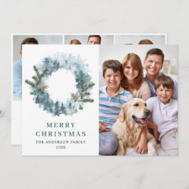 Cartão De Festividades Festivo Holly Wreath Natal 4 FOTO Saudação