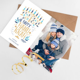 Cartão De Festividades Festivo Menorah Happy Hanukkah Foto