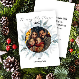 Cartão De Festividades Festivo Pine Branches Bauble Foto Natal