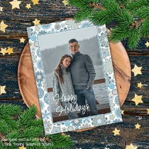 Cartão De Festividades Festivo Quic Floral Mandala Flakes Neve Padrão