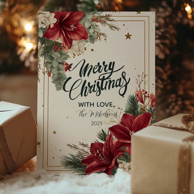 Cartão De Festividades Festivo Red Berries Feliz Natal (Criador carregado)