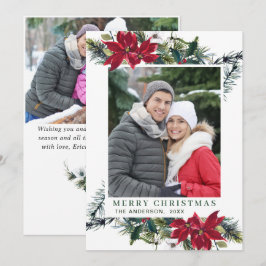 Cartão De Festividades Festivo Red Poinsettia Natal Saudação 2 FOTO