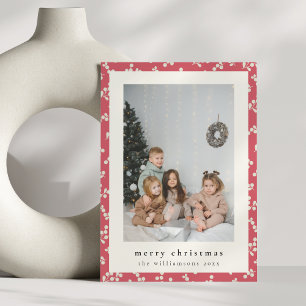 Cartão De Festividades Festivo Simples Vermelho Floral Vertical Foto Vert