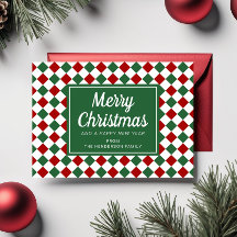 Festivo Vermelho e Verde Cheque Natal