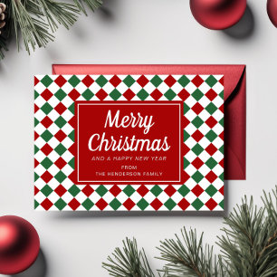Cartão De Festividades Festivo Vermelho Verificado Foto Natal