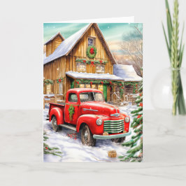 Cartão De Festividades Festivo Vintage Farmhouse de inverno Feliz Natal