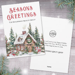 Cartão De Festividades Festivo Winter Watercolor Business Natal