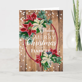 Cartão De Festividades Fiancee Christmas Rustic Poinsettia Floral