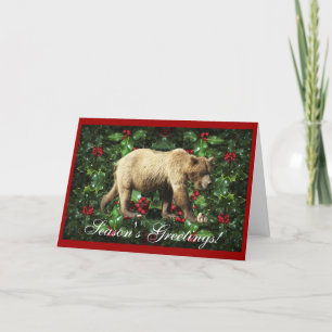 Cartão De Festividades Ficha de Natal do Urso Selvagem do Urso Cinzento d