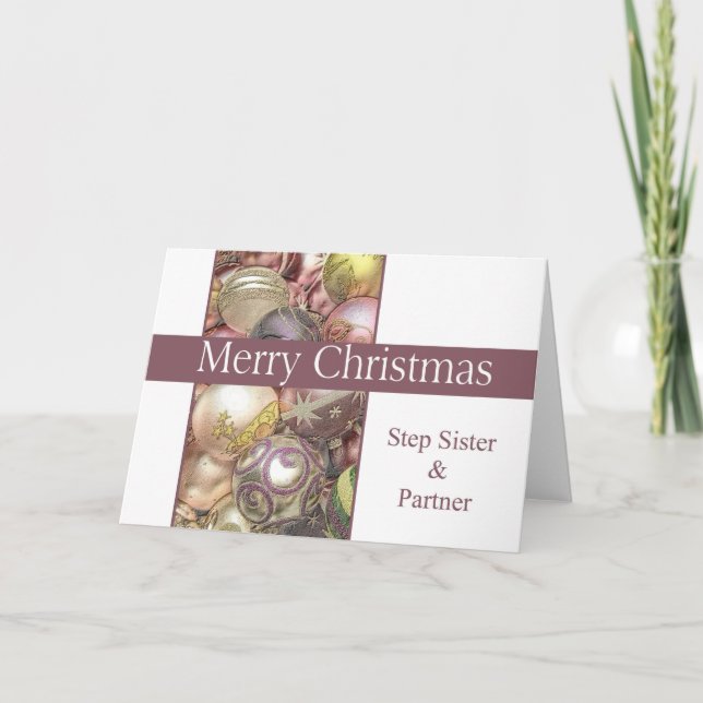 Cartão De Festividades Ficha de Natal Feliz da irmã e Parceiro (Frente)
