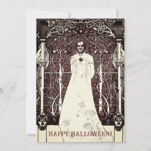 Cartão De Festividades Ficha de saudação de Halloween feliz por Beardsley