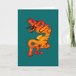 Cartão De Festividades Fiery Red and Orange Dragon Art