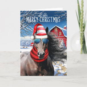 Cartão De Festividades Fígado Chestnut Horse Funny MAREy Christmas