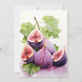 Cartão De Festividades Figos Roxos Em Aquarelas
