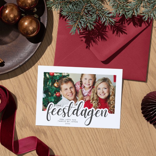 Cartão De Festividades Fijne Feestdagen Foto Familie Kerstkaart  (Criador carregado)